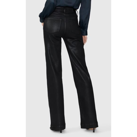 Paige Leenah Wide Leg Jean in Black Fog Luxe Coating Size 33 NWT - Picture 4 of 12